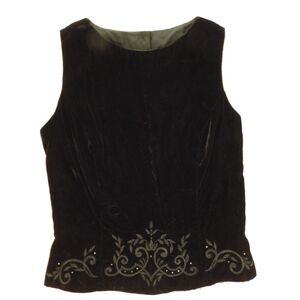Vintage Scott McClintock Black Velvet Top Formal Sleeveless Embroidered NOS Y2K